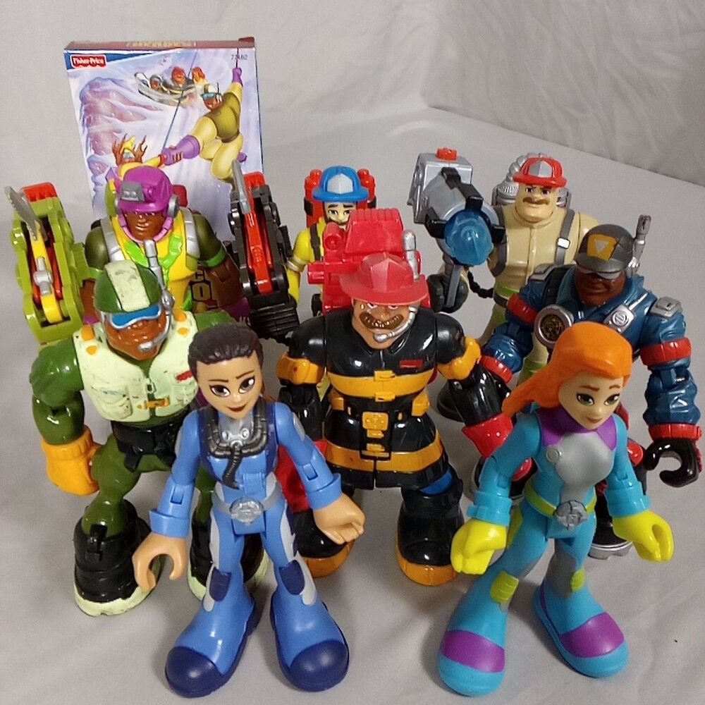 Fisher Price Rescue Heroes Action Figures Vintage Women Men Packs Fire Marine